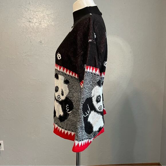 Bears Crossing Vintage Sweater Medium Panda Bears 80s 90s Novelty Crewneck USA - Picture 7 of 8